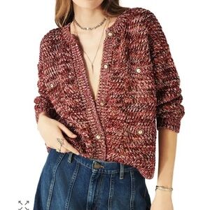 ba&sh Burgundy Marled Cardigan